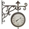 Infinity Instruments 20079AB-4430 Beauregard Decorative Outdoor Hanging Wall Clock and Thermometer Combo with Hanging Bracket, Antique/Vintage Copper -Clocks Shop unnamed file 221