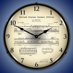 Collectable Sign & Clock | Railroad Domed Observation Train Car 1946 Patent LED Wall Clock Retro/Vintage, Lighted