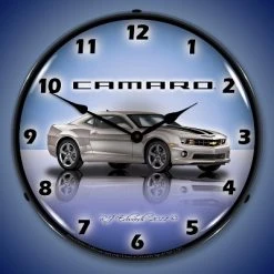 Collectable Sign & Clock | Camaro G5 Silver Ice LED Wall Clock Retro/Vintage, Lighted