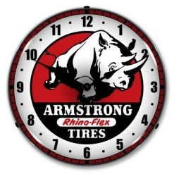 Collectable Sign & Clock | Armstrong Tire LED Wall Clock Retro/Vintage, Lighted - Great For Garage, Bar, Mancave, Gym, Office etc 14 Inches