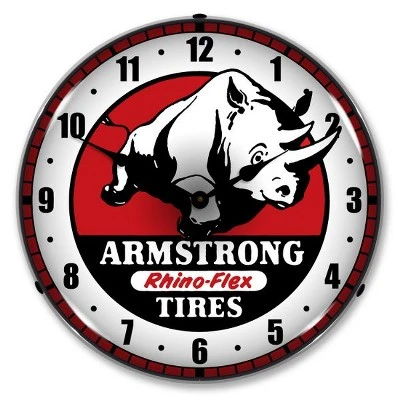 Collectable Sign & Clock | Armstrong Tire LED Wall Clock Retro/Vintage, Lighted - Great For Garage, Bar, Mancave, Gym, Office etc 14 Inches 3 Collectable Sign & Clock | Armstrong Tire LED Wall Clock Retro/Vintage, Lighted - Great For Garage, Bar, Mancave, Gym, Office etc 14 Inches