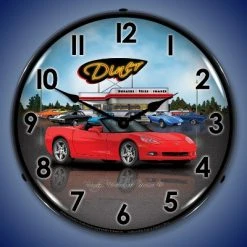 Collectable Sign & Clock | C6 Corvette Convertible Diner LED Wall Clock Retro/Vintage, Lighted