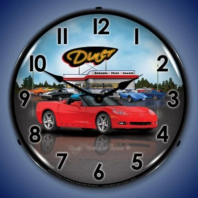 Collectable Sign & Clock | C6 Corvette Convertible Diner LED Wall Clock Retro/Vintage, Lighted 3 Collectable Sign & Clock | C6 Corvette Convertible Diner LED Wall Clock Retro/Vintage, Lighted