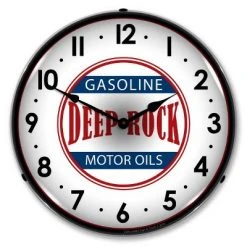 Collectable Sign & Clock | Deep Rock Gas LED Wall Clock Retro/Vintage, Lighted - Great For Garage, Bar, Mancave, Gym, Office etc 14 Inches