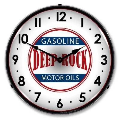 Collectable Sign & Clock | Deep Rock Gas LED Wall Clock Retro/Vintage, Lighted - Great For Garage, Bar, Mancave, Gym, Office etc 14 Inches 3 Collectable Sign & Clock | Deep Rock Gas LED Wall Clock Retro/Vintage, Lighted - Great For Garage, Bar, Mancave, Gym, Office etc 14 Inches