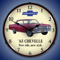 Collectable Sign & Clock | 1965 Chevelle LED Wall Clock Retro/Vintage, Lighted