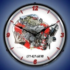 Collectable Sign & Clock | 427 cid v8 L71 LED Wall Clock Retro/Vintage, Lighted