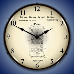 Collectable Sign & Clock | Apple iPhone Patent LED Wall Clock Retro/Vintage, Lighted