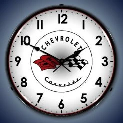 Collectable Sign & Clock | C1 Corvette LED Wall Clock Retro/Vintage, Lighted