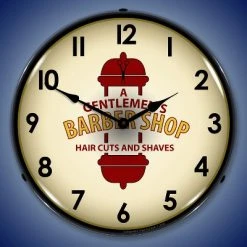 Collectable Sign & Clock | Barber Shop 2 LED Wall Clock Retro/Vintage, Lighted