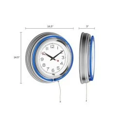 Hastings Home Round Neon Wall Clock - 14", Blue