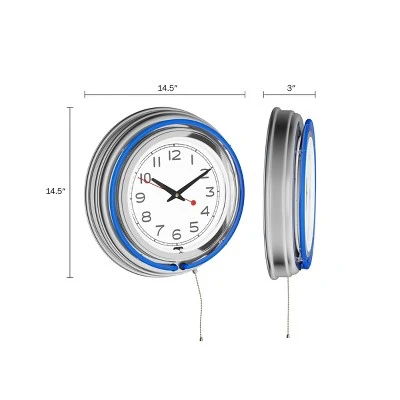 Hastings Home Round Neon Wall Clock - 14", Blue 3 Hastings Home Round Neon Wall Clock - 14", Blue
