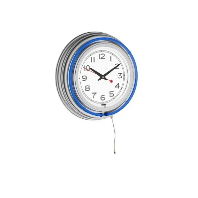 Hastings Home Round Neon Wall Clock - 14", Blue 8 Hastings Home Round Neon Wall Clock - 14", Blue - Image 6