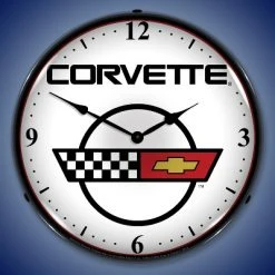 Collectable Sign & Clock | C4 Corvette 2 LED Wall Clock Retro/Vintage, Lighted