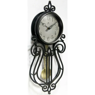 Infinity Instruments 20068AG-4420 Rustic Farmhouse Decorative 20 x 9 Inch Quartz Battery Powered Pendulum Wall Clock, Antique Black 4 Infinity Instruments 20068AG-4420 Rustic Farmhouse Decorative 20 x 9 Inch Quartz Battery Powered Pendulum Wall Clock, Antique Black - Image 2