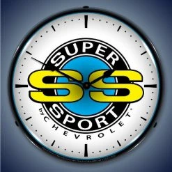 Collectable Sign & Clock | Chevrolet Super Sport LED Wall Clock Retro/Vintage, Lighted