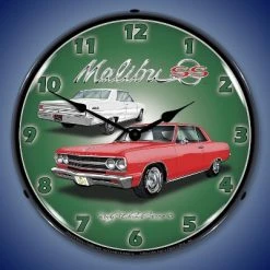 Collectable Sign & Clock | 1965 Chevelle Malibu SS LED Wall Clock Retro/Vintage, Lighted