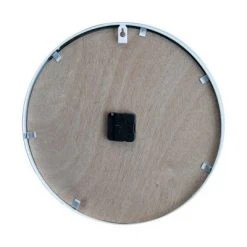 White 15.75" Diameter Wood & Metal Battery Operated Hanging Wall Clock - Foreside Home & Garden