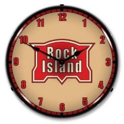 Collectable Sign & Clock | Rock Island Railroad LED Wall Clock Retro/Vintage, Lighted - Great For Garage, Bar, Mancave, Gym, Office etc 14 Inches