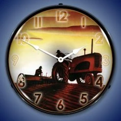 Collectable Sign & Clock | Working in the Field LED Wall Clock Retro/Vintage, Lighted