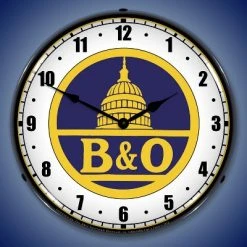 Collectable Sign & Clock | B&O Railroad 1 LED Wall Clock Retro/Vintage, Lighted