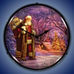 Collectable Sign & Clock | Saint Nick LED Wall Clock Retro/Vintage, Lighted