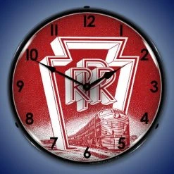 Collectable Sign & Clock | Pennsylvania Railroad LED Wall Clock Retro/Vintage, Lighted