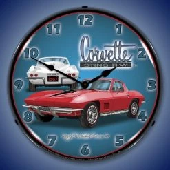 Collectable Sign & Clock | 1967 Corvette Stingray LED Wall Clock Retro/Vintage, Lighted