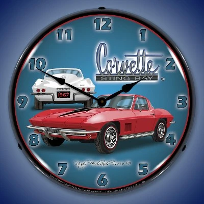 Collectable Sign & Clock | 1967 Corvette Stingray LED Wall Clock Retro/Vintage, Lighted 3 Collectable Sign & Clock | 1967 Corvette Stingray LED Wall Clock Retro/Vintage, Lighted