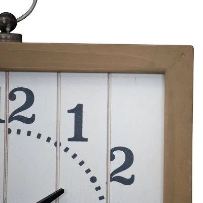 Rustic White 15x16.25" Wood Battery Operated Hanging Wall Clock - Foreside Home & Garden 7 Rustic White 15x16.25" Wood Battery Operated Hanging Wall Clock - Foreside Home & Garden - Image 5