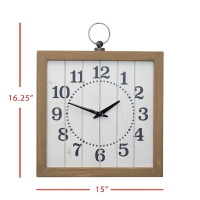 Rustic White 15x16.25" Wood Battery Operated Hanging Wall Clock - Foreside Home & Garden 8 Rustic White 15x16.25" Wood Battery Operated Hanging Wall Clock - Foreside Home & Garden - Image 6