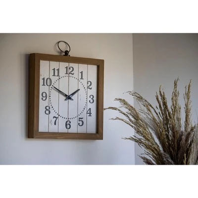 Rustic White 15x16.25" Wood Battery Operated Hanging Wall Clock - Foreside Home & Garden 9 Rustic White 15x16.25" Wood Battery Operated Hanging Wall Clock - Foreside Home & Garden - Image 7