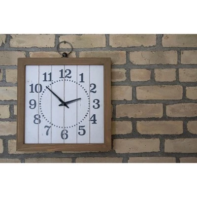 Rustic White 15x16.25" Wood Battery Operated Hanging Wall Clock - Foreside Home & Garden 10 Rustic White 15x16.25" Wood Battery Operated Hanging Wall Clock - Foreside Home & Garden - Image 8