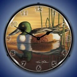 Collectable Sign & Clock | Northern Shovler Duck LED Wall Clock Retro/Vintage, Lighted