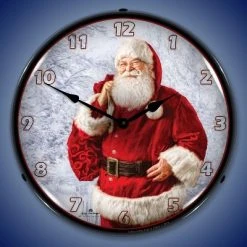 Collectable Sign & Clock | Jolly Santa LED Wall Clock Retro/Vintage, Lighted