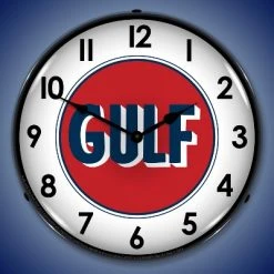 Collectable Sign & Clock | Gulf 1960 LED Wall Clock Retro/Vintage, Lighted