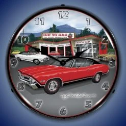 Collectable Sign & Clock | 1968 SS Chevelle LED Wall Clock Retro/Vintage, Lighted