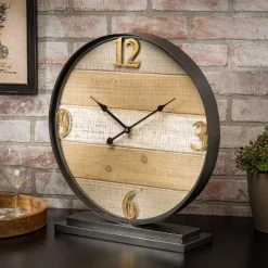 Lone Elm Studios 18.9-inche Battery Operated Tabletop Wood Clock