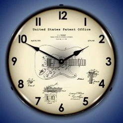 Collectable Sign & Clock | Fender 1954 Patent LED Wall Clock Retro/Vintage, Lighted