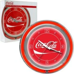 Coca-Cola Neon Clock with Two Neon Rings and Dynamic Ribbon