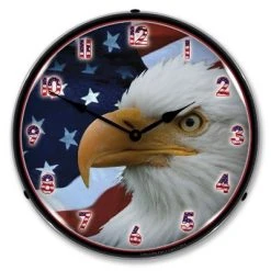 Collectable Sign & Clock | American Bald Eagle LED Wall Clock Retro/Vintage, Lighted