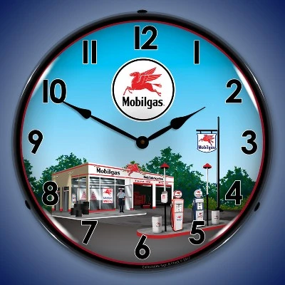Collectable Sign & Clock | Mobil Station LED Wall Clock Retro/Vintage, Lighted 3 Collectable Sign & Clock | Mobil Station LED Wall Clock Retro/Vintage, Lighted