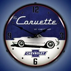 Collectable Sign & Clock | 1954 Corvette LED Wall Clock Retro/Vintage, Lighted