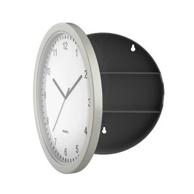 Hastings Home Analog Wall Clock With Hidden Compartments - 10", Silver 6 Hastings Home Analog Wall Clock With Hidden Compartments - 10", Silver - Image 4
