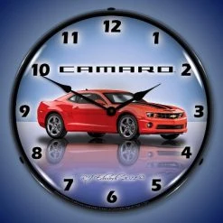 Collectable Sign & Clock | Camaro G5 Victory Red LED Wall Clock Retro/Vintage, Lighted