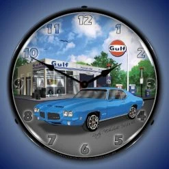 Collectable Sign & Clock | 1971 GTO LED Wall Clock Retro/Vintage, Lighted