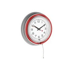 Hastings Home 14" Round Neon Wall Clock – Red