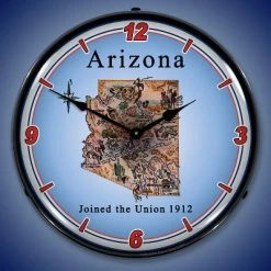 Collectable Sign & Clock | State of Arizona LED Wall Clock Retro/Vintage, Lighted