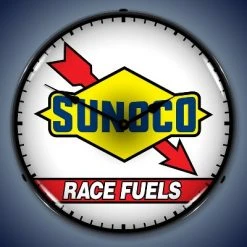 Collectable Sign & Clock | Sunoco Race Fuel LED Wall Clock Retro/Vintage, Lighted