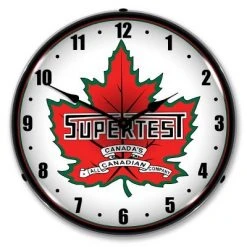 Collectable Sign & Clock | Super Test LED Wall Clock Retro/Vintage, Lighted - Great For Garage, Bar, Mancave, Gym, Office etc 14 Inches
